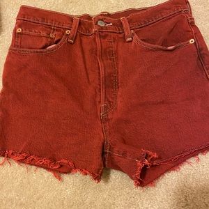 Red Levi shorts